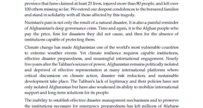 Statement by the Coordination Council on the Devastating Floods in Nuristan